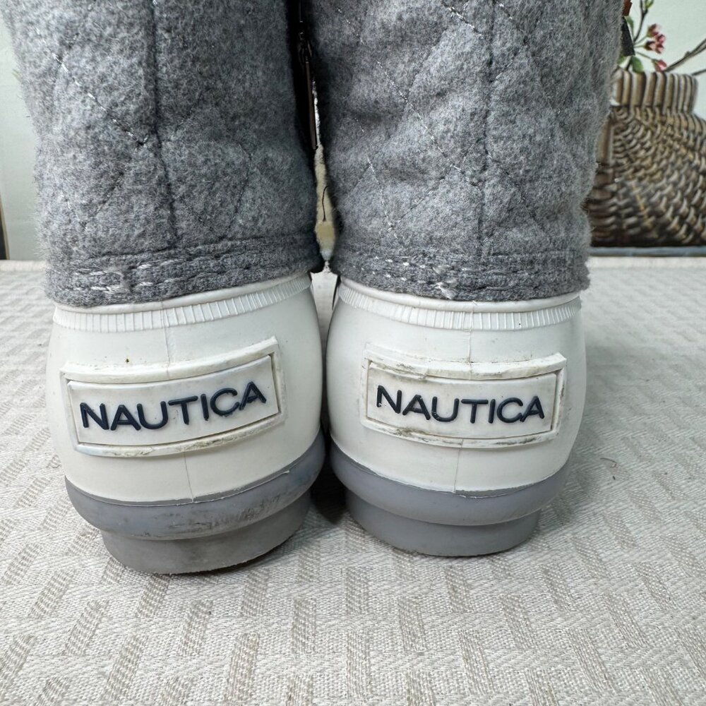 Nautica Womens Quilted Duck Boots Gray & White Size 6 - Picture 4 of 8